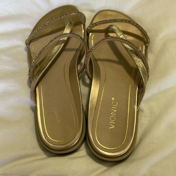 Vionic | Prism | Gold |Embellished Sandals with Delicate Straps | Size 8 - Picture 4 of 16